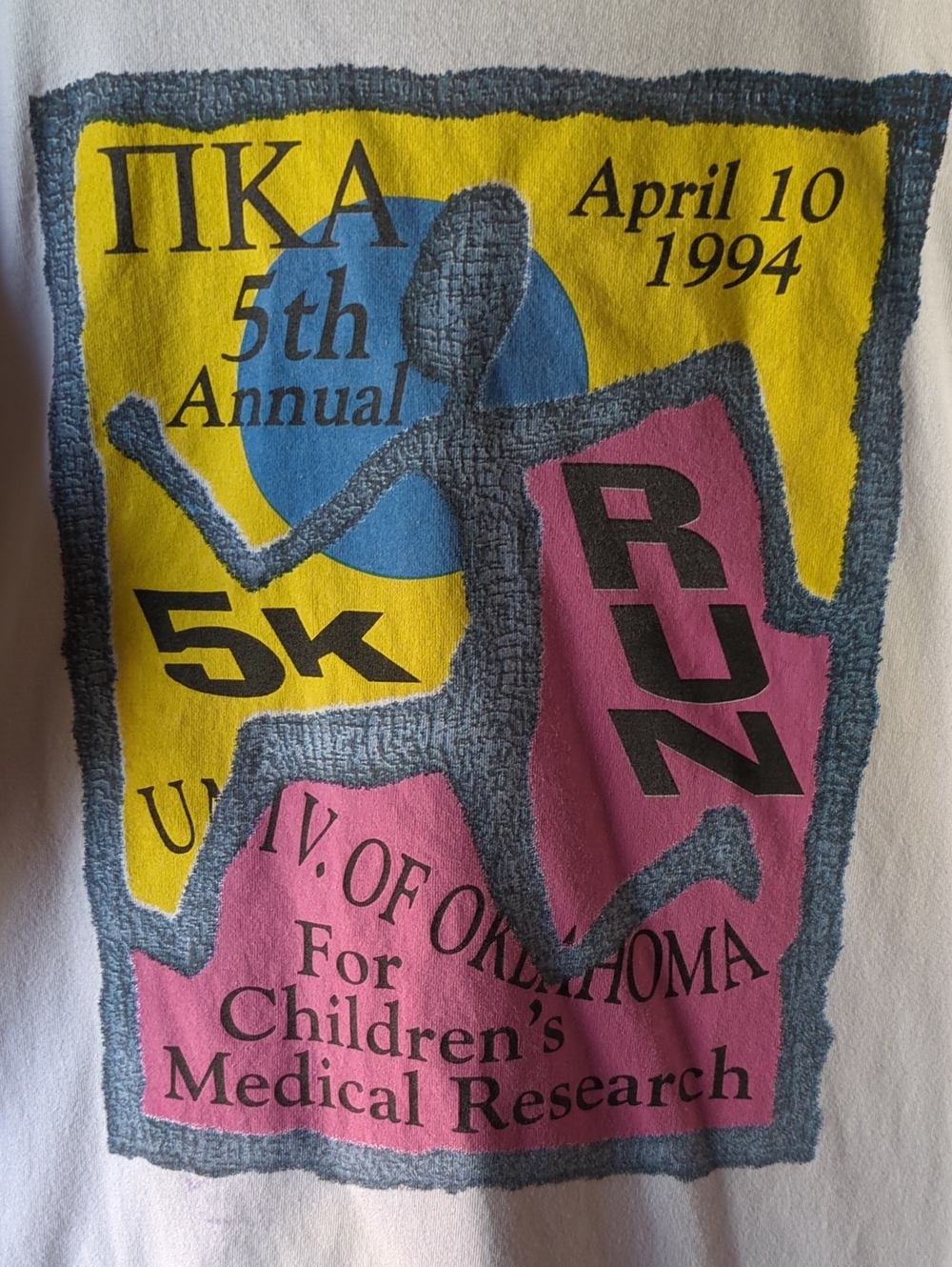 Jerzees Men's 5K Run Graphic Tee - Yellow, Blue, Pink Size XL